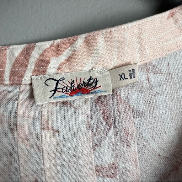 FAHERTY Gemina Dress - Peach Palms Shirt Dress Large linen ecovero - Picture 6 of 8